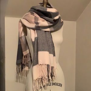 J Crew Blush Pink & Grey Blanket Scarf